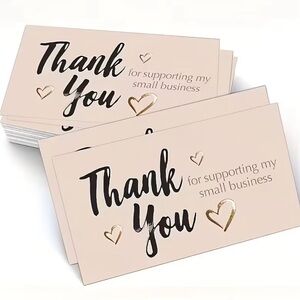 Thank You for Supporting Small Business 30 Pink & Black Gold Foil Hearts